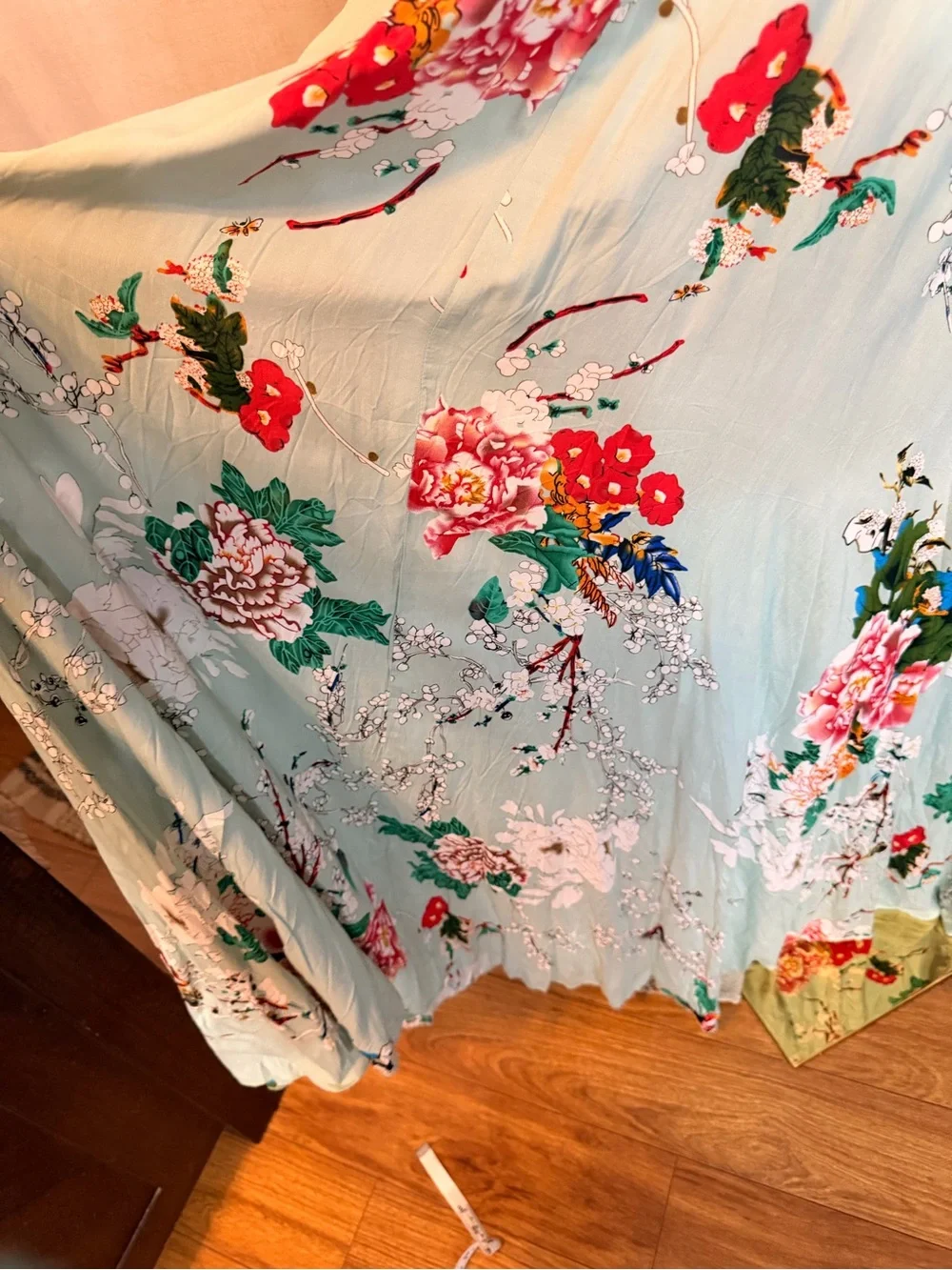 SHEIN Mint Green Floral Maxi Dress with Tie Waist